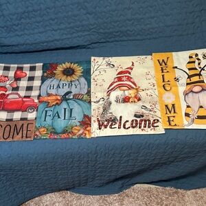 Set of 4 Seasonal Welcome Flags New
